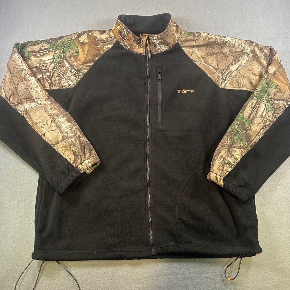 Habit Mens Fleece Jacket XL Realtree Camo hunting Full Zip FJ1229 Anthracite